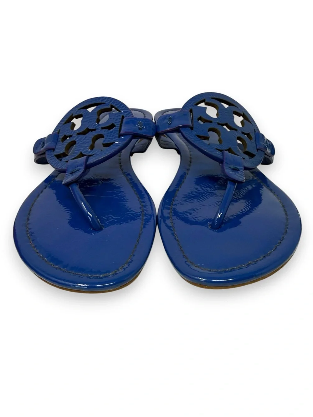 Tory Burch Nautical Blue Patent Leather Miller Thong Sandals 9 Women’s
